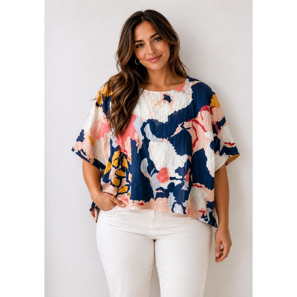VISMAYA 2X Multicolor Floral Tunic Top -1415